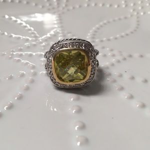 Two Tone Peridot (Green) Cable Ring - 7201